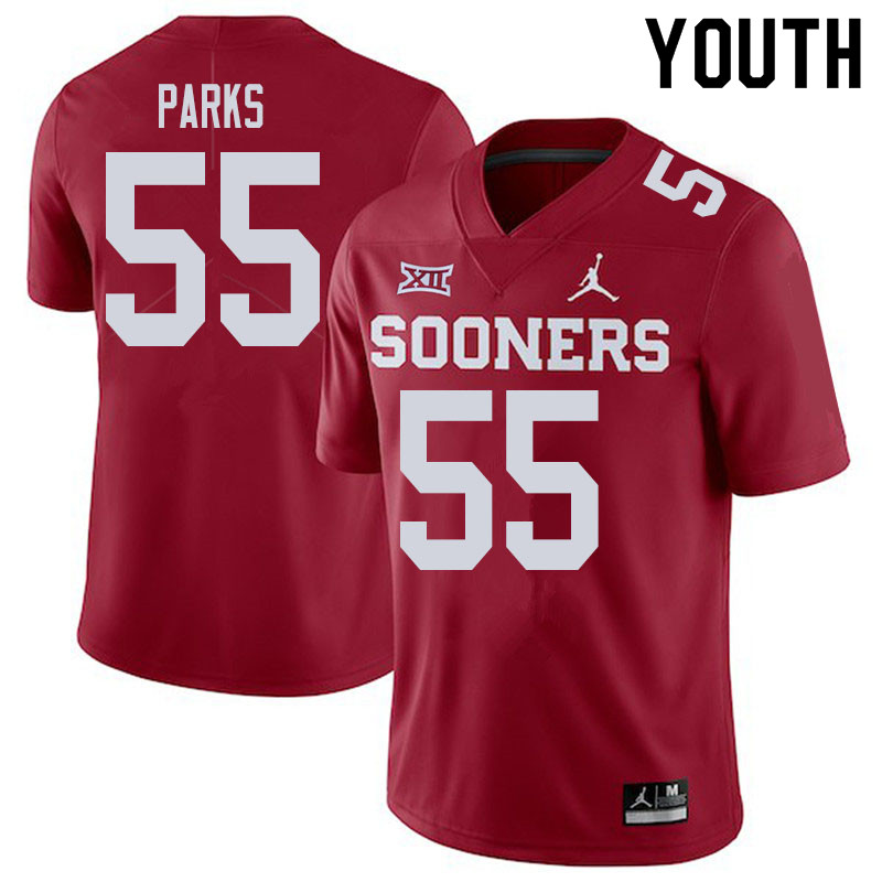 Youth #55 Aaryn Parks Oklahoma Sooners College Football Jerseys Sale-Crimson